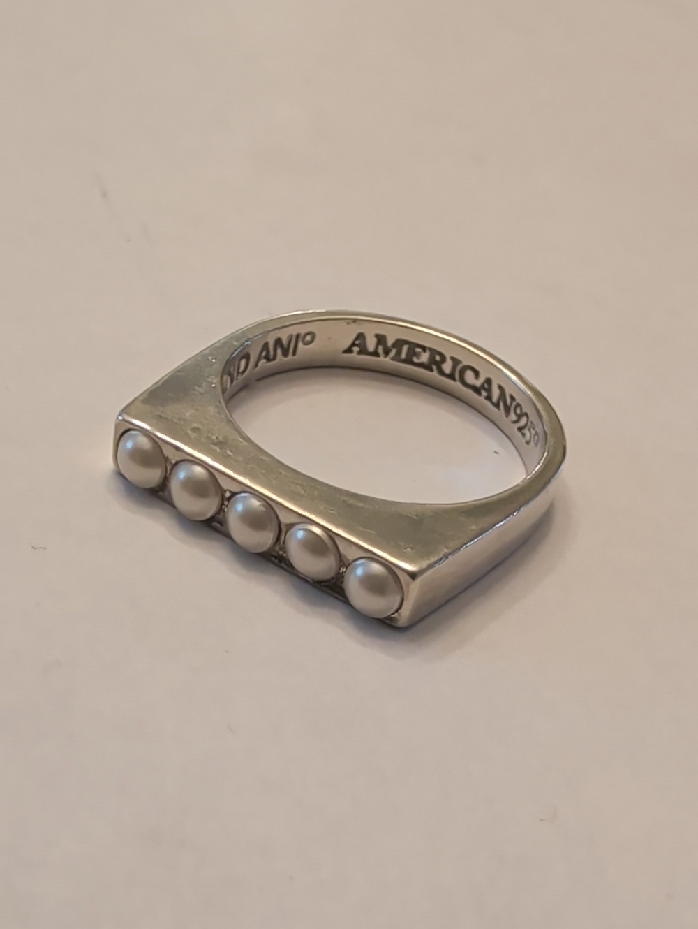 Alex and Ani Sterling Silver Ring with Five Pearl Accents